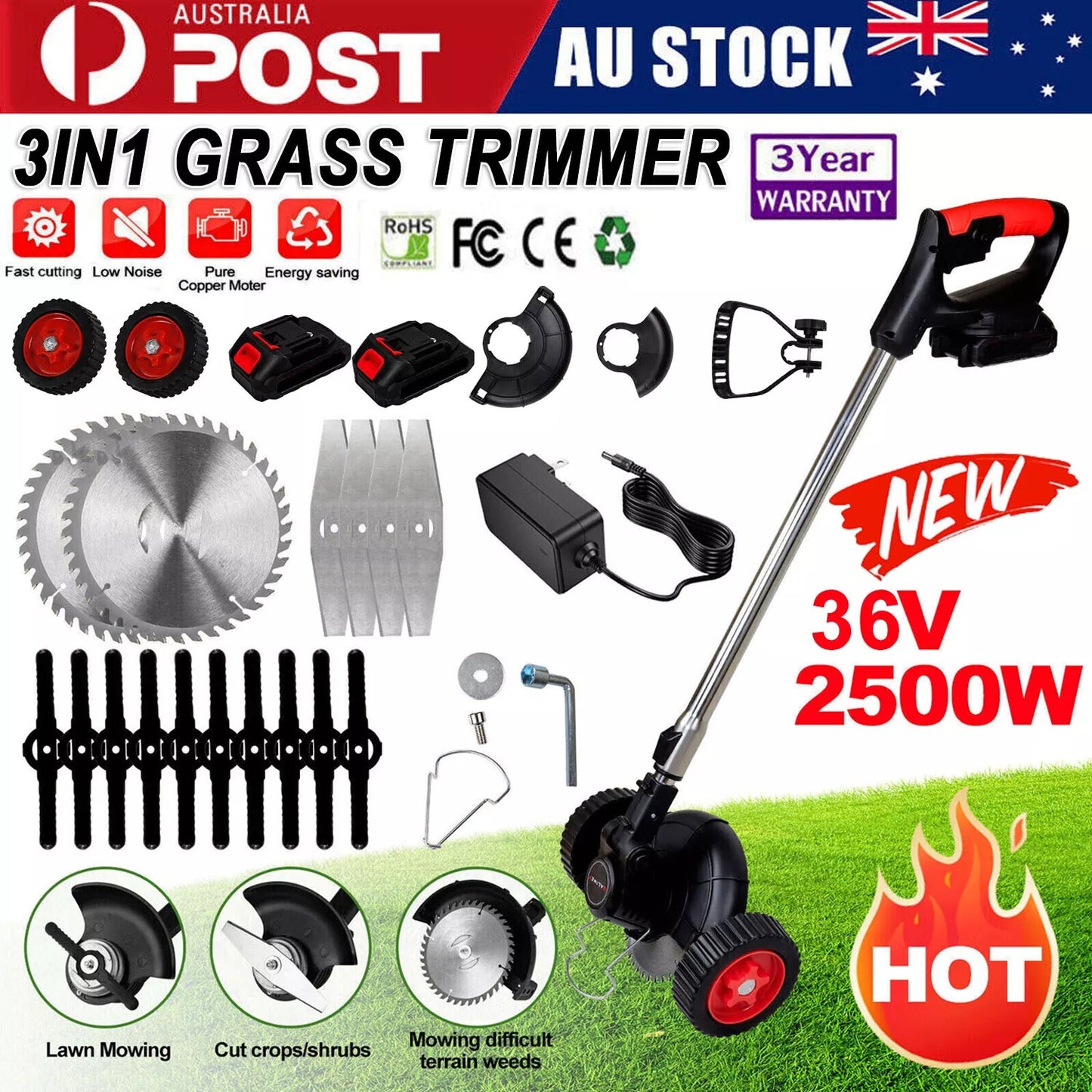 3-in-1 Cordless Electric Grass Lawn Mower 🏡