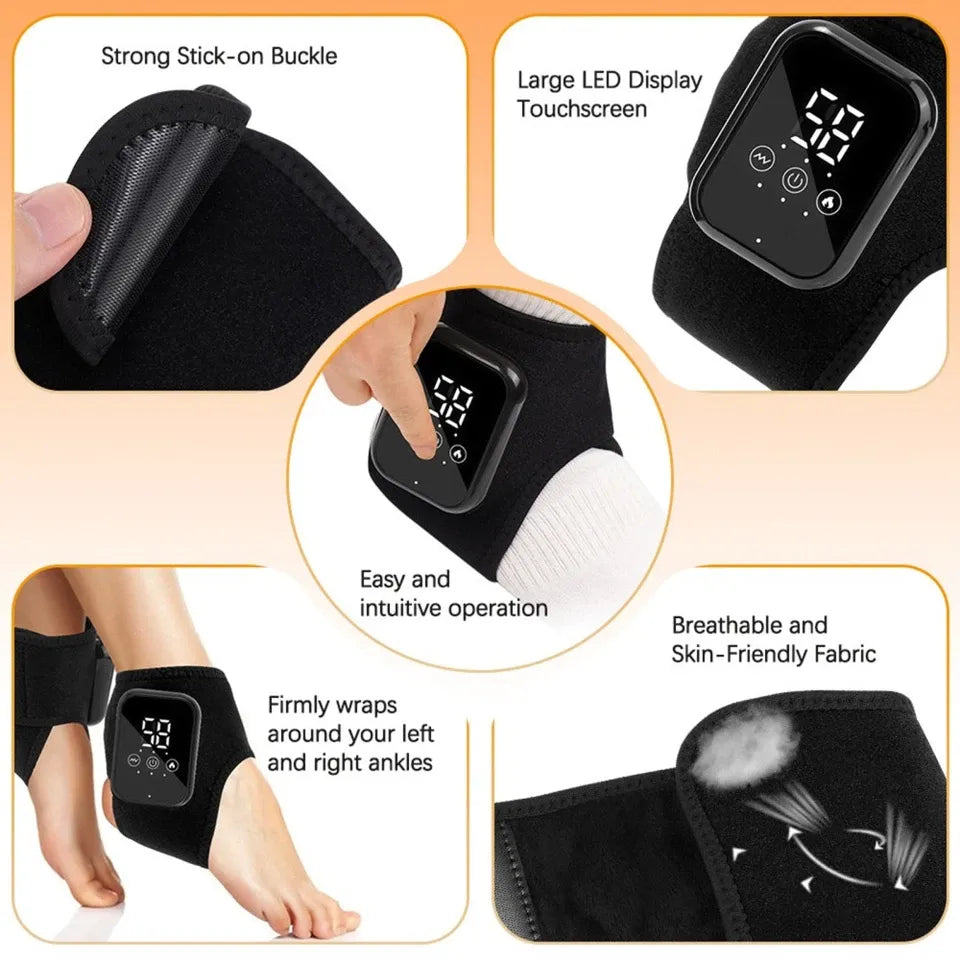 (2PCS)-Cordless Electric Ankle & Foot Massager with Heat & Vibration