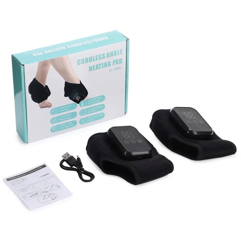 (2PCS)-Cordless Electric Ankle & Foot Massager with Heat & Vibration