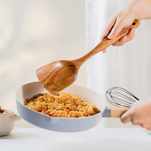 9-Piece Eco-Friendly Teak Wooden Utensils Set