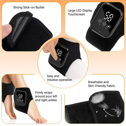 (2PCS)-Cordless Electric Ankle & Foot Massager with Heat & Vibration