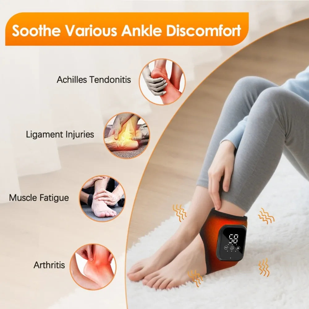 (2PCS)-Cordless Electric Ankle & Foot Massager with Heat & Vibration
