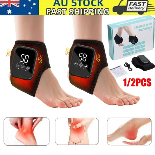 (2PCS)-Cordless Electric Ankle & Foot Massager with Heat & Vibration